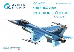 Quinta Studio QD48037 F-16С 3D-Printed & coloured Interior on decal paper (for Tamiya kit) 1/48