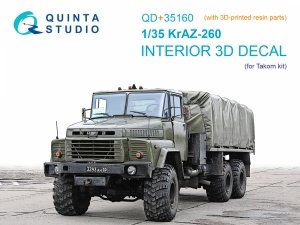 Quinta Studio QD+35160 KrAZ-260 3D-Printed & coloured Interior on decal paper (Takom) (with 3D-printed resin parts) 1/35
