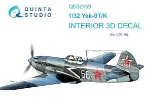 Quinta Studio QD32159 Yak-9 T/K 3D-Printed & coloured Interior on decal paper (ICM) 1/32