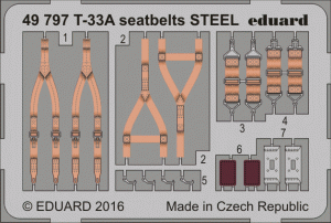 Eduard 49797 T-33A seatbelts STEEL GREAT WALL HOBBY 1/48