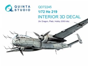 Quinta Studio QD72245 He 219 3D-Printed & coloured Interior on decal paper (Dragon) 1/72
