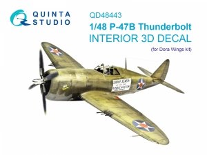 Quinta Studio QD48443 P-47B Thunderbolt 3D-Printed coloured Interior on decal paper (Dora Wings) 1/48