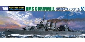 Aoshima 05672 HMS Cornwall RN WW2 County Class Heavy Cruiser 1/700