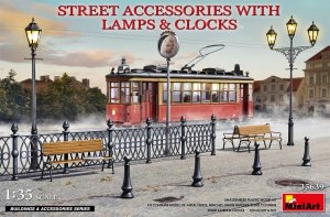 MiniArt 35639 STREET ACCESSORIES WITH LAMPS & CLOCKS 1/35