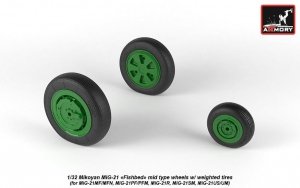 Armory Models AW32010 Mikoyan MiG-21 Fishbed wheels w/ weighted tires, mid 1/32