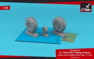 Armory Models AW48342 B-17B/C/D/E/F Flying Fortress wheels w/ weighted tyres type “a” (GY) & PE hubcaps 1/48