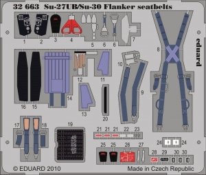 Eduard 32663 Su-27UB/ Su-30 Flanker seatbelts 1/32 Trumpeter