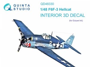 Quinta Studio QD48330 F6F-3 Hellcat 3D-Printed & coloured Interior on decal paper (Eduard) 1/48