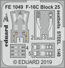 Eduard FE1049 F-16C Block 25 seatbelts STEEL 1/48 TAMIYA