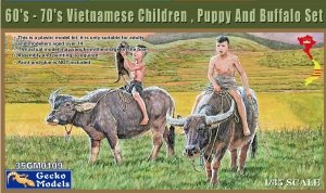 Gecko Models 35GM0109 60s-70s Vietnamese Children, Puppy and Buffalo 1/35