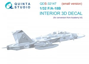 Quinta Studio QDS32147 F/A-18B Early 3D-Printed & coloured Interior on decal paper (Academy) (Small version) 1/32