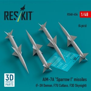 RESKIT RS48-0454 AIM-7A Sparrow I missiles (4 pcs) (3D Printed) 1/48