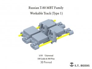 E.T. Model P35-067 Russian T-80 MBT Family Workable Track (Type 1) 3d Printed 1/35