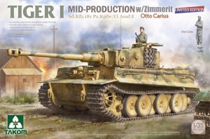 Takom 2200 Tiger I Mid Production w/zimmerit Sd.Kfz. 181 Pz.Kpfw. VI Ausf. E Otto Carius 1/35