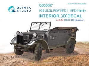 Quinta Studio QD35007 KFZ 1-4 3D-Printed & coloured Interior on decal paper (for ICM kits) 1/35