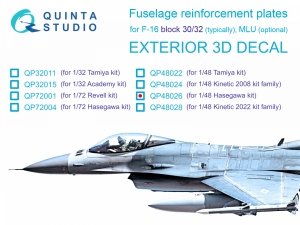 Quinta Studio QP48026 F-16 block 30/32 reinforcement plates (Hasegawa) 1/48