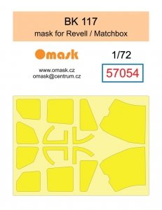 Omask 57054 BK 117 mask (for Revell/Matchbox) clear parts yellow masking tape 1/72