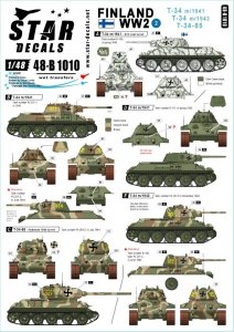 Star Decals 48-B1010 Finland WW2 # 2. T-34 m/1941, T-34 m/1943 and T-34-85 1/48