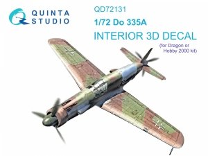 Quinta Studio QD72131 Do 335A 3D-Printed coloured Interior on decal paper (Dragon/Hobby2000) 1/72