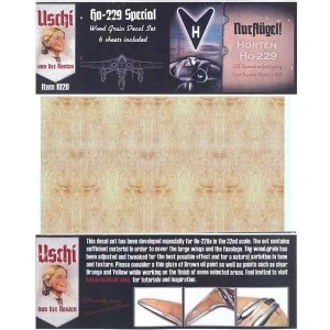 Uschi van der Rosten 1020 Horten Ho-229 Special Wood Grain Decal Set for Zoukei-Mura 1/32