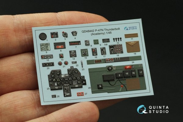 Quinta Studio QD48442 P-47N Thunderbolt 3D-Printed coloured Interior on decal paper (Academy) 1/48
