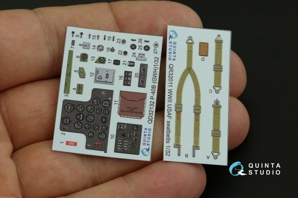 Quinta Studio QD32132 P-40B 3D-Printed &amp; coloured Interior on decal paper (GWH) 1/32