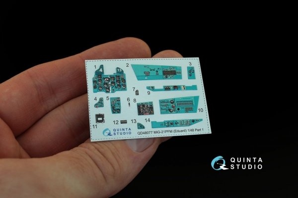 Quinta Studio QD48077 MiG-21PFM 3D-Printed &amp; coloured Interior on decal paper (for Eduard kit) 1/48