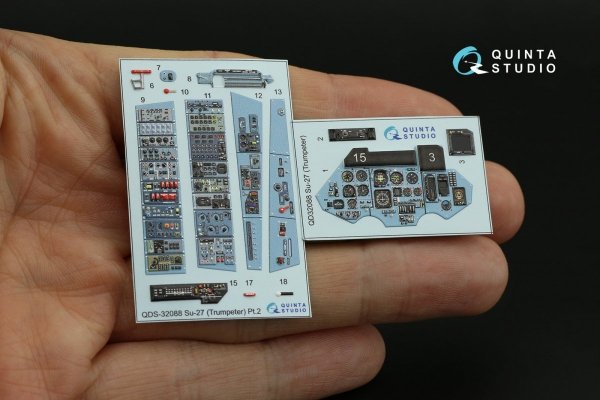 Quinta Studio QDS-32088 Su-27 3D-Printed &amp; coloured Interior on decal paper (Trumpeter) (small version) 1/32