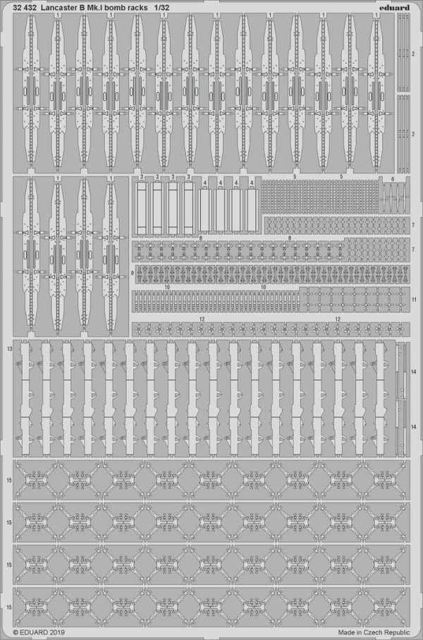 Eduard 32432 Lancaster B Mk. I bomb racks 1/32 HONG KONG MODELS