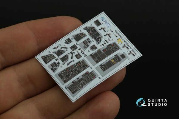 Quinta Studio QDS-48408 F-16D block 50 3D-Printed &amp; coloured Interior on decal paper (Kinetic 2022 tool) (small) 1/48