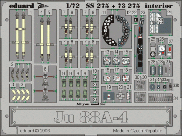 Eduard SS275 Ju 88A-4 interior 1/72 HASEGAWA