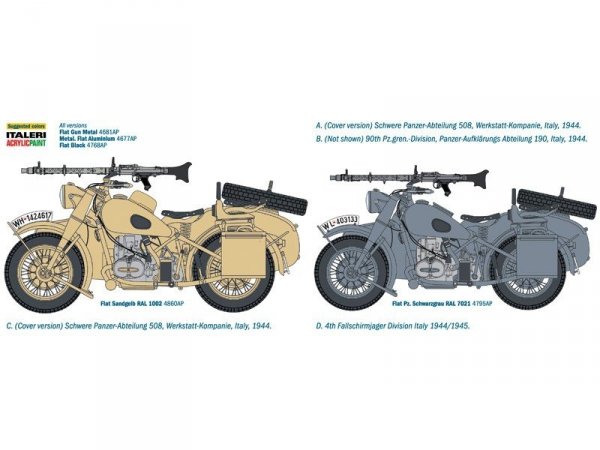 Italeri 7403 German Military Motorcycle with side car (1:9)