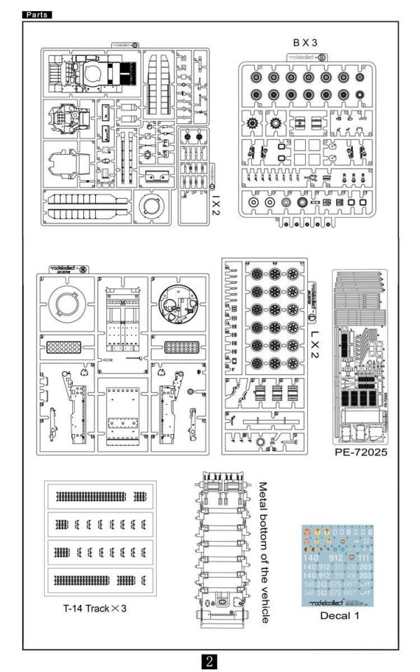 Modelcollect UA72127 TOS-2 Prospective Thermobaric MuLtlplelaunch Rocket System on Armata Universal Combat Platform (1:72)