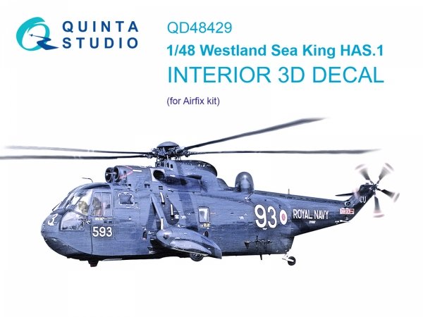 Quinta Studio QD48429 Westland Sea King HAS.1 3D-Printed &amp; coloured Interior on decal paper (Airfix) 1/48