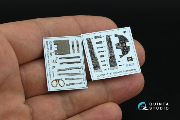 Quinta Studio QD48651 F-8J Crusader 3D-Printed &amp; coloured Interior on decal paper (Hasegawa/Hobby 2000) 1/48