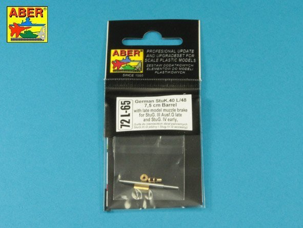 Aber 72L-65 German StuK.40 L/48 7,5 cm Bartel with middle model muzzle brake for StuG. III Ausf.G late &amp; StuG. IV - early (1:72)
