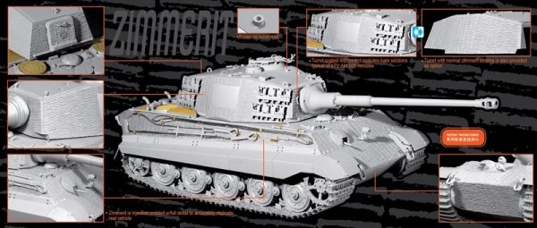 Dragon 6840 Sd.Kfz.182 Kingtiger Henschel Production w/Zimmerit s.Pz.Abt.505 Russia 1944 1/35