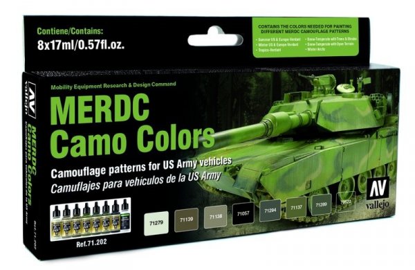 Vallejo 71202 MERDC Camo Colors US Vehicles 8x17 ml.