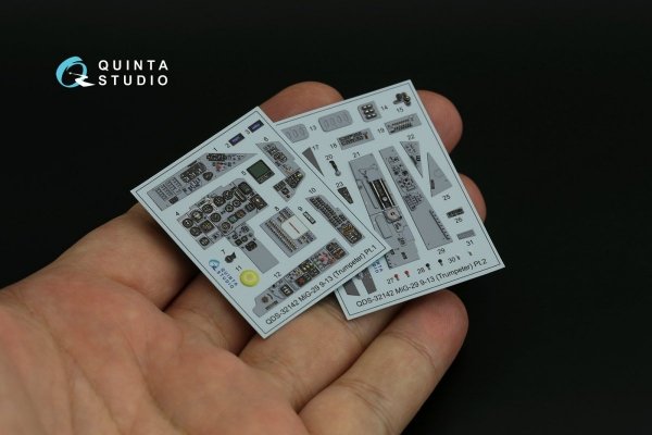 Quinta Studio QDS-32142 MiG-29 9-13 Fulcrum C 3D-Printed &amp; coloured Interior on decal paper (Trumpeter) (Small version) 1/32