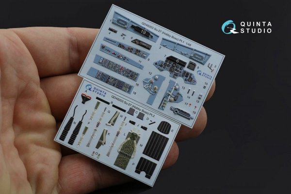Quinta Studio QD48203 Su-27 3D-Printed &amp; coloured Interior on decal paper ( Hobby Boss ) 1/48