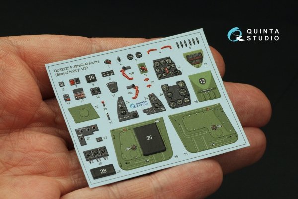 Quinta Studio QD32225 P-39N/Q Airacobra interior 3D-Printed coloured Interior on decal paper (Special Hobby) 1/32