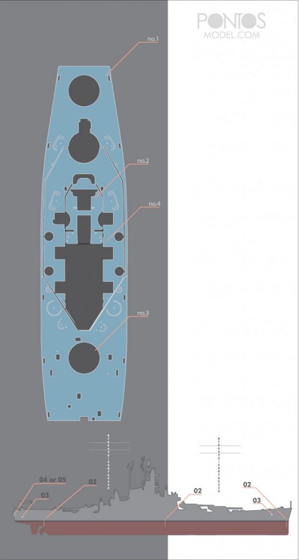 Pontos 35026WD1 USS BB-60 Alabama Wooden Deck set (1:350)
