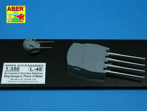 Aber 350L-48 Set of barrels 356mm x 10; 133mm x 16 for King George V, Prince of Wales (1:350)