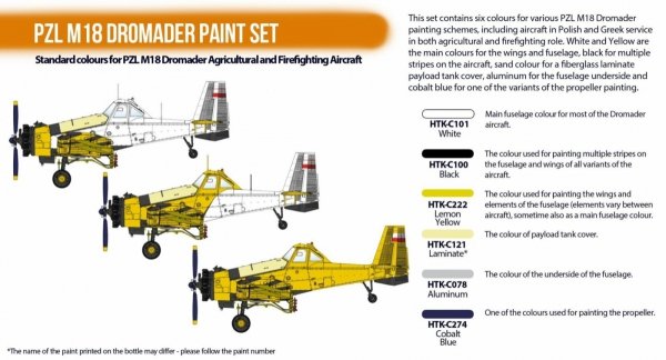 Hataka HTK-CS122 PZL M18 Dromader Paint Set 6 x 17 ml