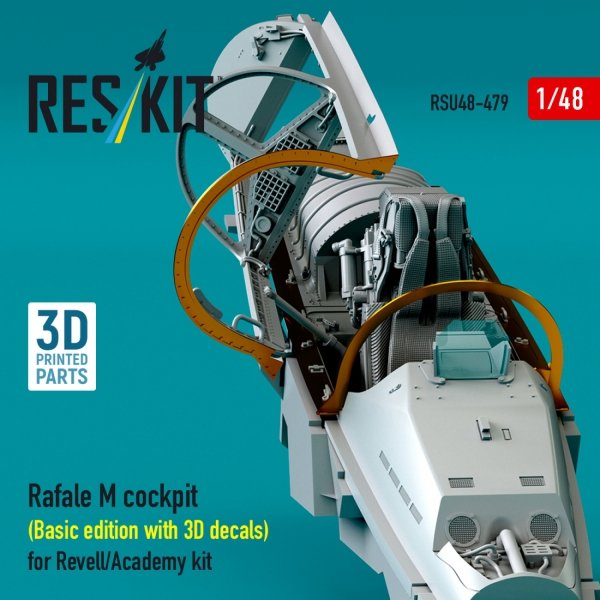 RESKIT RSU48-0479 Rafale M cockpit (Basic edition with 3D decals) for Revell/Academy kit (3D printed) (1/48) 