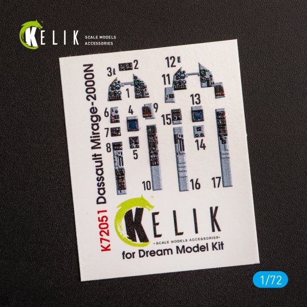 Kelik K72051 Mirage - 2000N - interior 3D decals for Dream Model kit (1/72)