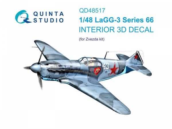 Quinta Studio QD48517 LaGG-3 Series 66 3D-Printed &amp; coloured Interior on decal paper (Zvezda) 1/48