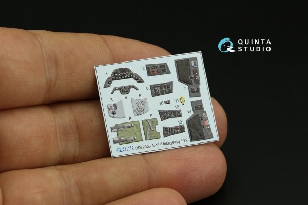 Quinta Studio QD72053 A-1J 3D-Printed &amp; coloured Interior on decal paper (Hasegawa) 1/72