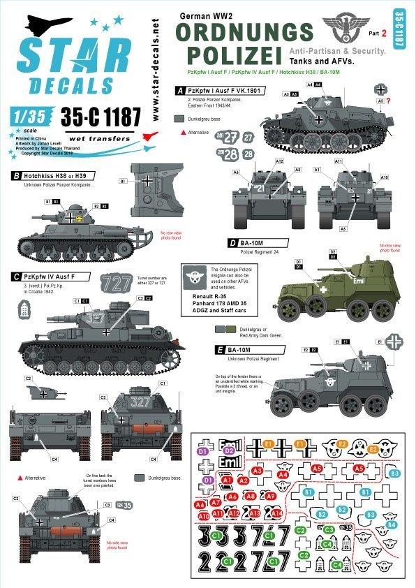 Star Decals 35-C1187 Ordnungs Polizei # 2 1/35