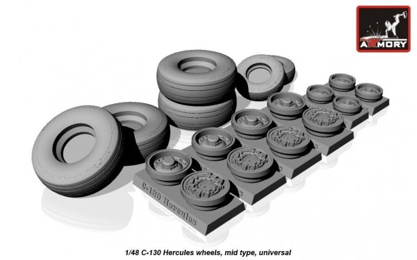 Armory Models AW48310 C-130 Hercules wheels, mid type 1/48